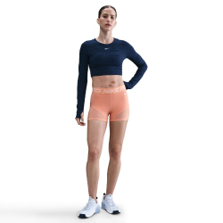 NIKE Pro Mid-Waist 3" kurze Leggings Damen 844 - apricot agate/washed coral/white M