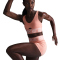 NIKE Pro Indy Plunge Medium Support Padded Sport-BH Damen 844 - apricot agate/washed coral/white S