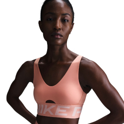 NIKE Pro Indy Plunge Medium Support Padded Sport-BH Damen 844 - apricot agate/washed coral/white M