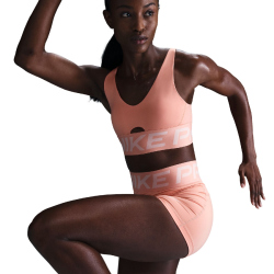 NIKE Pro Indy Plunge Medium Support Padded Sport-BH Damen 844 - apricot agate/washed coral/white M