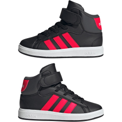 adidas Grand Court Mid-Top Sneaker Kinder JR0801 - core black/lucid red/grey six 35
