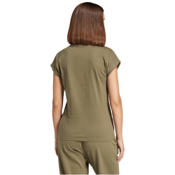 adidas Essentials Linear Baumwoll T-Shirt Damen JG8662 - olive strata/white XS