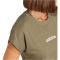 adidas Essentials Linear Baumwoll T-Shirt Damen JG8662 - olive strata/white XS