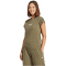 adidas Essentials Linear Baumwoll T-Shirt Damen JG8662 - olive strata/white XS