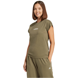 adidas Essentials Linear Baumwoll T-Shirt Damen JG8662 - olive strata/white S