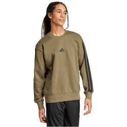 adidas Essentials 3-Streifen Sweatshirt Herren KB7648 - olive strata/black M