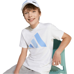adidas Essentials T-Shirt Kinder KB7310 - white/blue fusion/glow blue 164