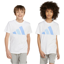 adidas Essentials T-Shirt Kinder KB7310 - white/blue fusion/glow blue 164