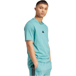adidas Essentials Small Logo Single Jersey T-Shirt Herren JX5653 - powder teal/black XL
