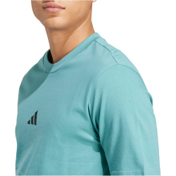 adidas Essentials Small Logo Single Jersey T-Shirt Herren JX5653 - powder teal/black XL