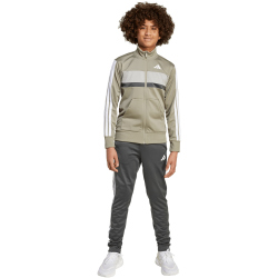 adidas Seasonal Essentials Tiberio 3-Streifen Tricot Trainingsanzug Kinder JX0195 - silver pebble/grey six/metal grey/white 128