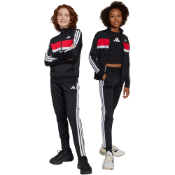 adidas Seasonal Essentials Tiberio 3-Streifen Tricot Trainingsanzug Kinder JC7519 - black/white/pure ruby 164