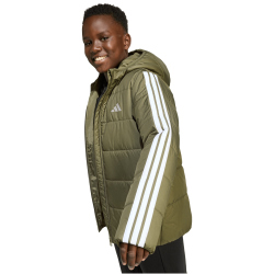 adidas Essentials 3-Streifen Padded Winterjacke Kinder JL7405 - olive strata/white 164