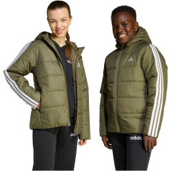 adidas Essentials 3-Streifen Padded Winterjacke Kinder JL7405 - olive strata/white 176