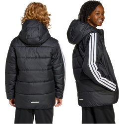 adidas Essentials 3-Streifen Padded Winterjacke Kinder JL7402 - black/white 164
