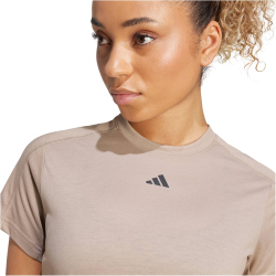 adidas AEROREADY Train Essentials Minimal Branding T-Shirt Damen JY4570 - chalky brown/black L