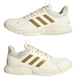 adidas Court Flight Handballschuhe Damen JQ9209 - off white/gold met./core black 38