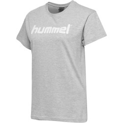 hummel GO Baumwoll Logo T-Shirt Damen kurzarm grey...