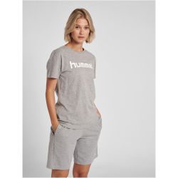 hummel GO Baumwoll Logo T-Shirt Damen kurzarm grey melange XS