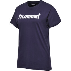 hummel GO Baumwoll Logo T-Shirt Damen kurzarm marine XS