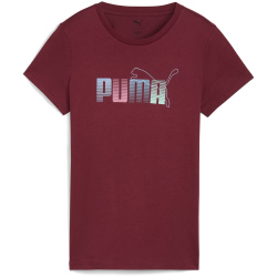 PUMA Graphic Stacked T-Shirt Damen 96 - ruby shimmer XS
