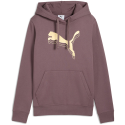 PUMA Essentials Metallic Fleece Hoodie Damen 88 - raisin/metallic gold S