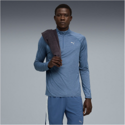 PUMA Run Velocity Cloudspun 1/4-Zip langarm Laufshirt Herren 80 - dark indigo/heather M