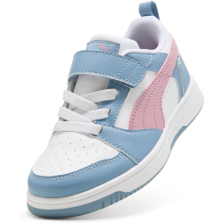 PUMA Rebound V6 Lo AC+ Sneaker mit Klettverschluss Kinder 30 - PUMA white/poised pink/cool blue 32
