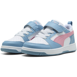 PUMA Rebound V6 Lo AC+ Sneaker mit Klettverschluss Kinder 30 - PUMA white/poised pink/cool blue 35
