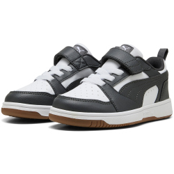 PUMA Rebound V6 Lo AC+ Sneaker mit Klettverschluss Kinder 27 - PUMA white/dusky gray/gum 32