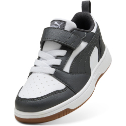 PUMA Rebound V6 Lo AC+ Sneaker mit Klettverschluss Kinder 27 - PUMA white/dusky gray/gum 32