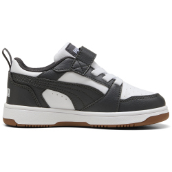 PUMA Rebound V6 Lo AC+ Sneaker mit Klettverschluss Kinder 27 - PUMA white/dusky gray/gum 35