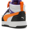 PUMA Rebound V6 Mid AC+ Sneaker Kinder 34 - PUMA white/orange glo/PUMA black 35