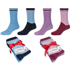 4er Pack s.Oliver Hygge Chenille Lurex Crew Socken Damen...
