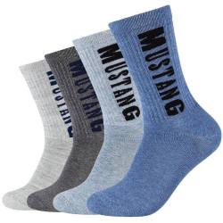 4er Pack Mustang Casual Bio-Baumwolle Crew Tennissocken...