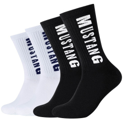 4er Pack Mustang Casual Bio-Baumwolle Crew Tennissocken...