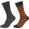 2er Pack camano Soft Stripe Crew Socken Herren 2522 - exotic orange 39-42