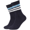 2er Pack camano Cosy Bamboo Striped Boot Crew Socken 5801 - blue 39-42