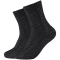 2er Pack camano Cosy Cable Stitch Crew Socken Damen 9999 - black 39-42