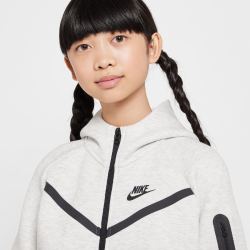 NIKE Sportswear Tech Fleece Kapuzenjacke Mädchen 013 - light grey/htr/black/black M (137-146 cm)