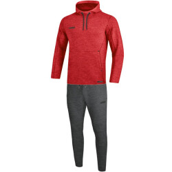 JAKO Premium Basics Jogginganzug mit Kapuze rot meliert S