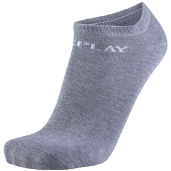 3er Pack REPLAY Inliner Basic Sneakersocken mit Banderole grey mel./logo ass c 39-42
