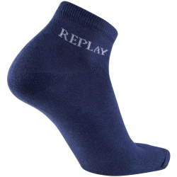 3er Pack REPLAY Low Cut Basic Ankle Socken mit Banderole dark blue/grey 39-42