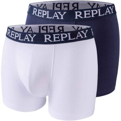 2er Pack REPLAY Basic Boxershorts Herren white/indigo S