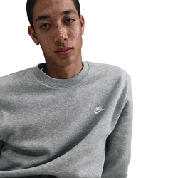NIKE Club Crew Fleece-Sweatshirt Herren 063 - dk grey heather/white S