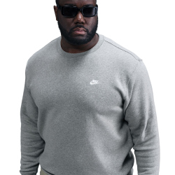 NIKE Club Crew Fleece-Sweatshirt Herren 063 - dk grey heather/white S