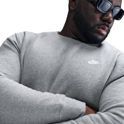 NIKE Club Crew Fleece-Sweatshirt Herren 063 - dk grey heather/white S