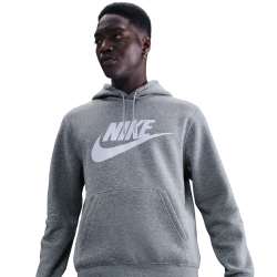 NIKE Club Fleece Hoodie Herren 063 - dk grey heather/lt smoke grey/white S