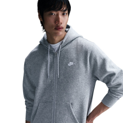 NIKE Club Fleece-Kapuzenjacke Herren 063 - dk grey heather/lt smoke grey/white S