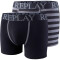 2er Pack REPLAY Boxershorts Style 03 gestreift black/dark grey mel. S